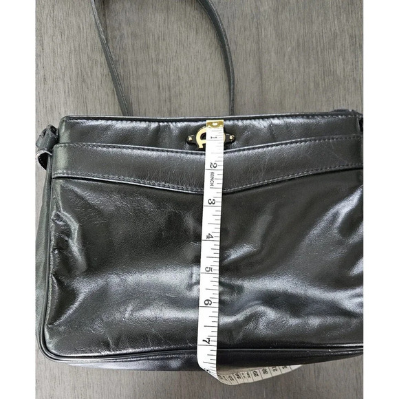 Aigner Crossbody Purse Shoulder Bag Handbag Smooth Black Leather Minimalist Vtg - Picture 4 of 12